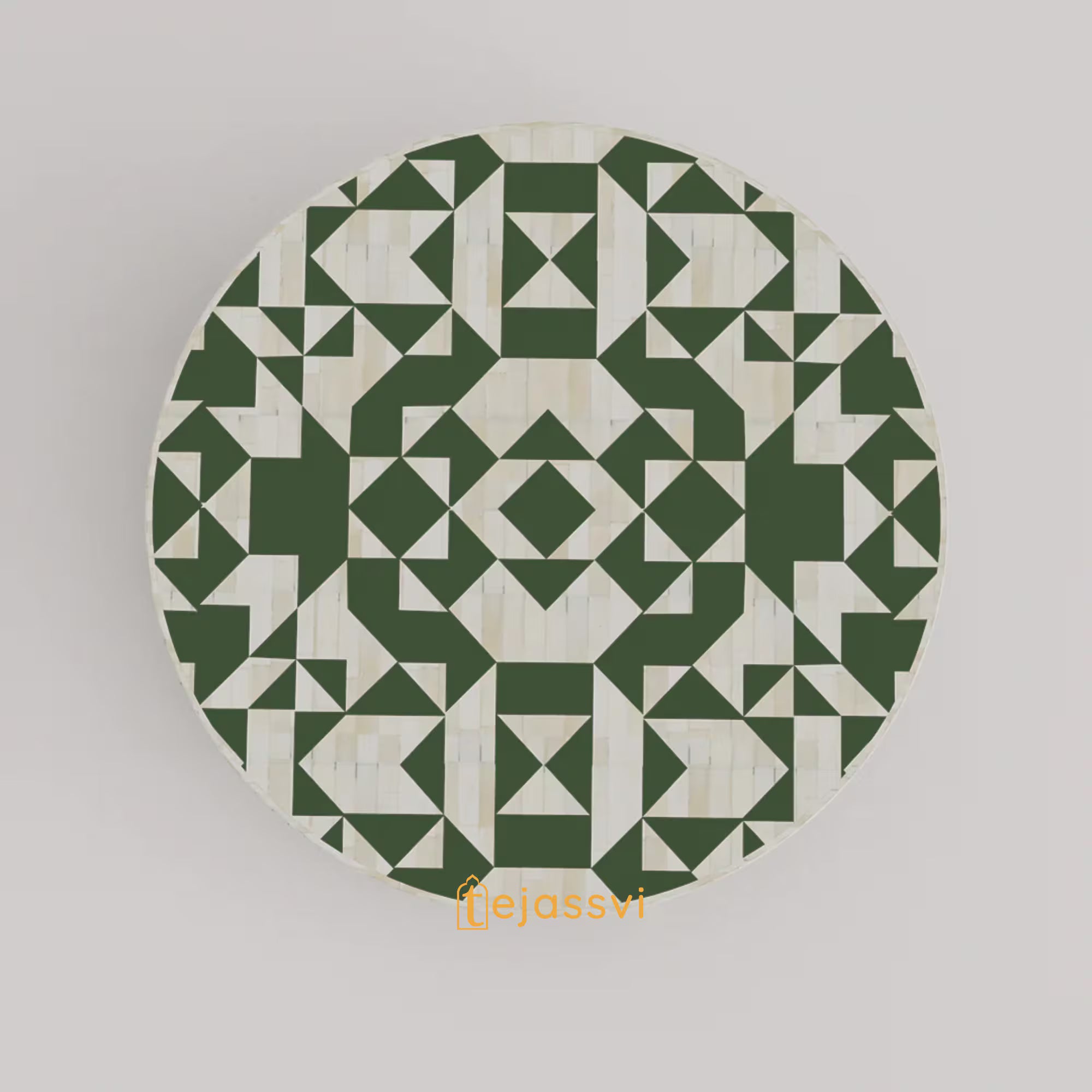 Bone Inlay Round Coffee Table / Round Centre Table / Bone Inlay Round Coffee Table / Handmade Bone Inlay Modern Pattern Furniture Cocktail Table.