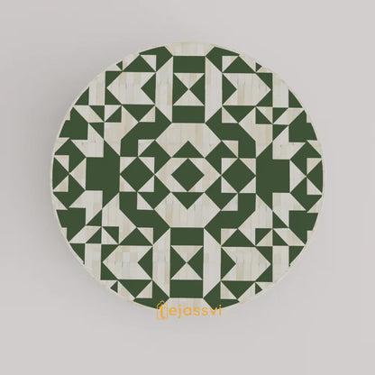 BONE Inlay Round Coffee Table / Centre Table, Bone Inlay Unique black Round Coffee Table Handmade Bone Inlay Modern Pattern Furniture