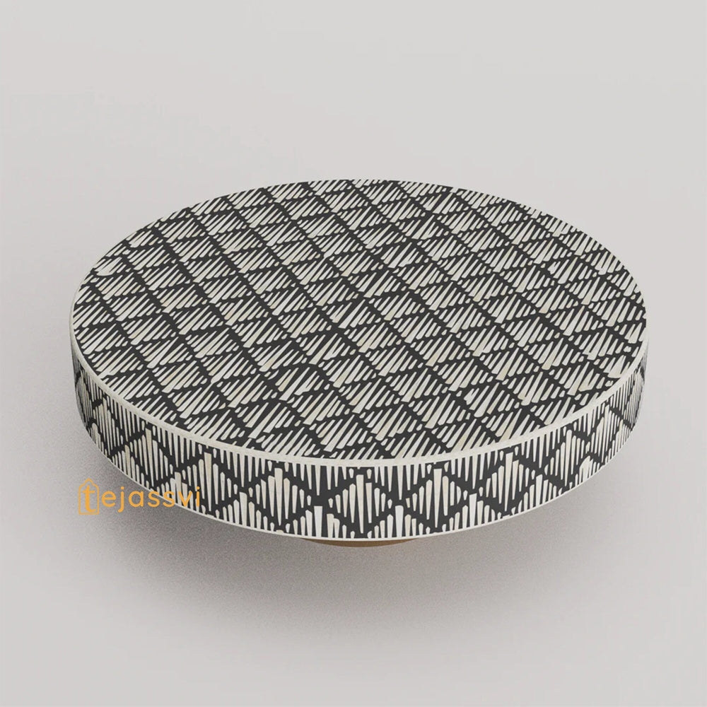 Bone Inlay Round Coffee Table / Round Centre Table / Bone Inlay Round Coffee Table / Handmade Bone Inlay Modern Pattern Furniture Cocktail Table.