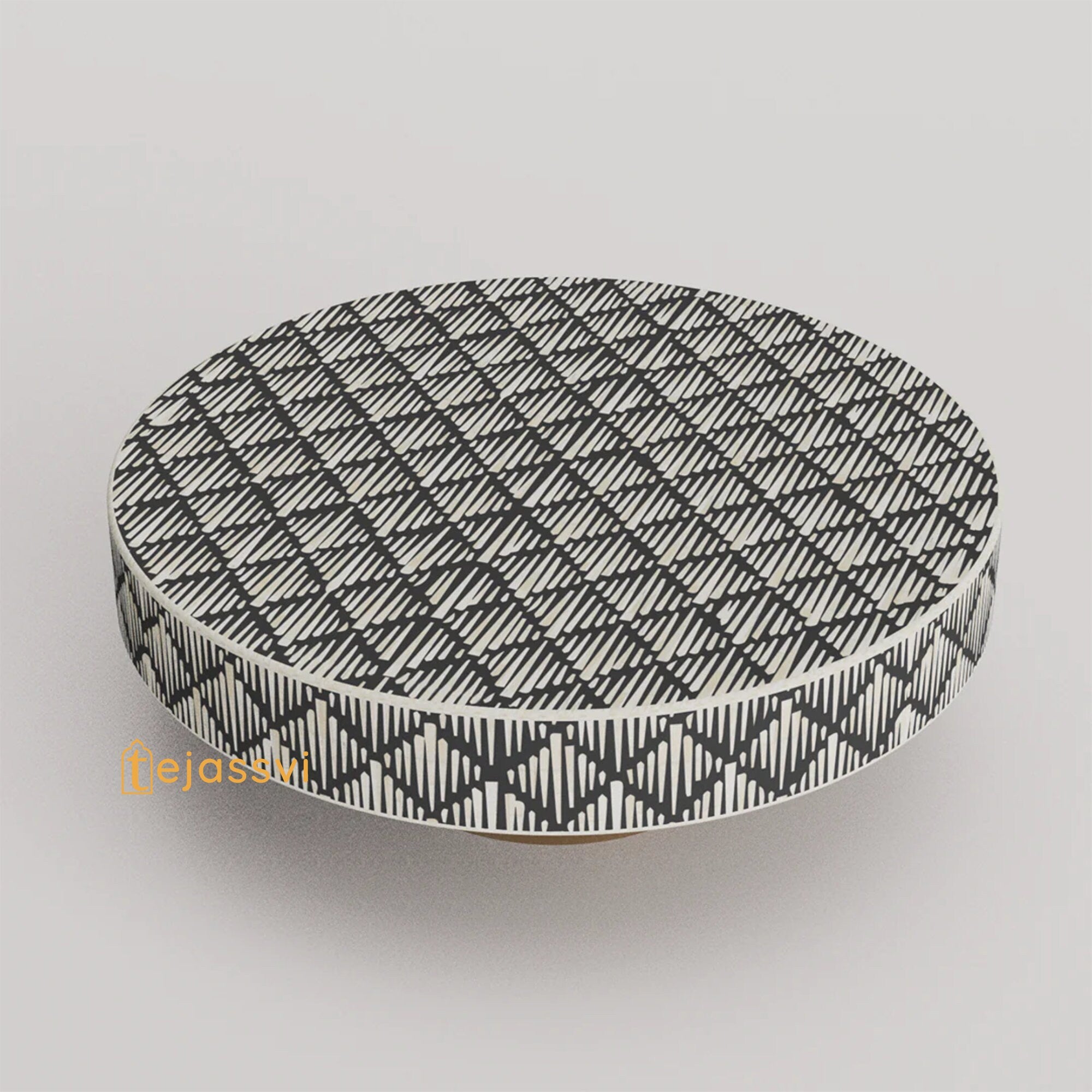 Bone Inlay Round Coffee Table / Round Centre Table / Bone Inlay Round Coffee Table / Handmade Bone Inlay Modern Pattern Furniture Cocktail Table.