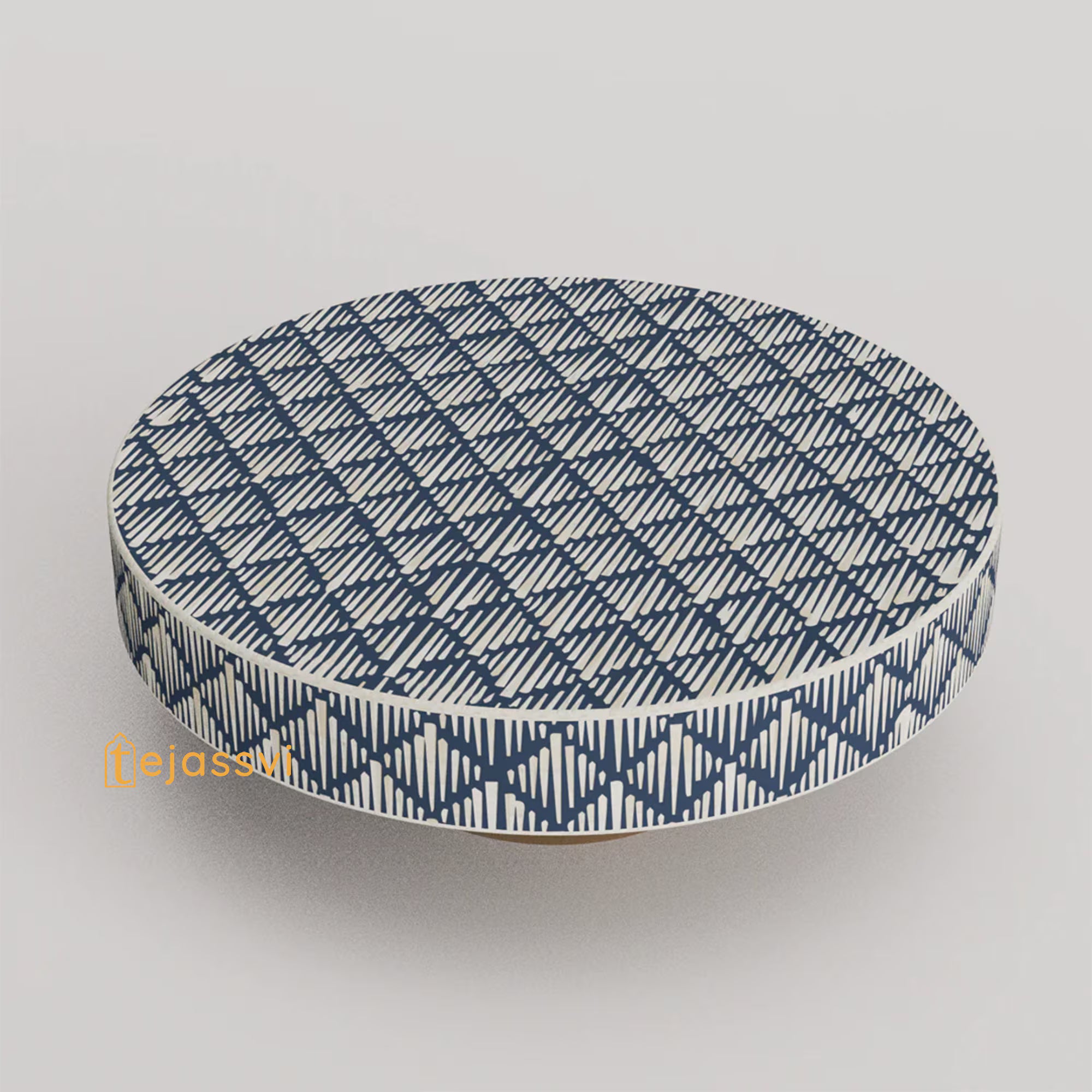 Bone Inlay Round Coffee Table / Round Centre Table / Bone Inlay Round Coffee Table / Handmade Bone Inlay Modern Pattern Furniture Cocktail Table.