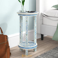 Bone Inlay End Table | Bone Inlay Stool | Bone Inlay Antique Sofa Side Table | Modern Luxury  Furniture.