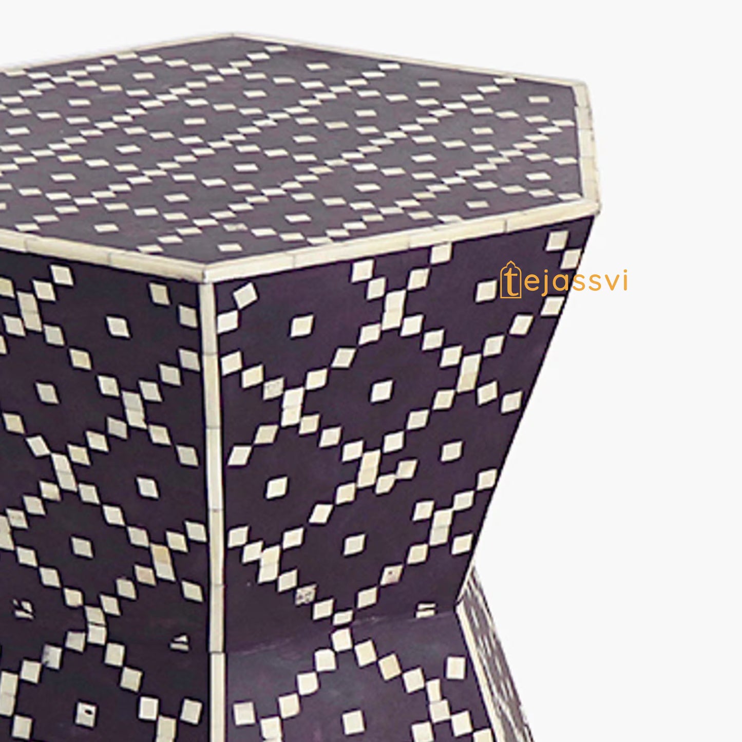 Handmade Bone Inlay Hexagon Table | Bone Inlay Side Table | Modern Luxury Furniture/bone inlay nightstand /bone inlay side table .
