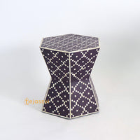 Handmade Bone Inlay Hexagon Side Table | Bone Inlay Side Table | Modern Luxury Furniture/bone inlay nightstand / Bone Inlay Side Table .