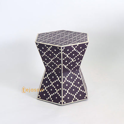 Handmade Bone Inlay Hexagon Table | Bone Inlay Side Table | Modern Luxury Furniture/bone inlay nightstand /bone inlay side table .