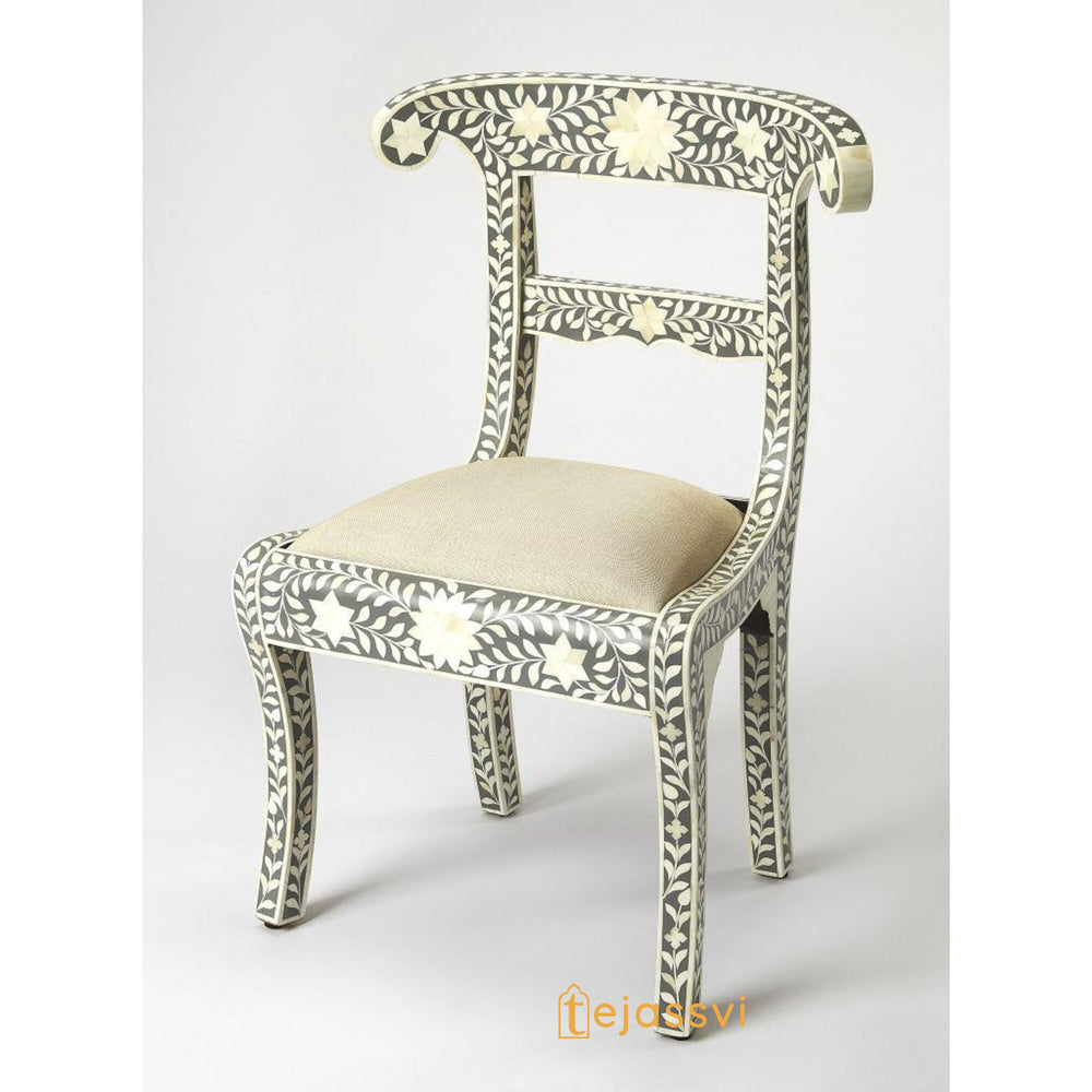 Bone Inlay Floral Design Chair | Bone Inlay chair | Modern Luxury Furniture | Wooden Bone Inlay Chair Home Decor.