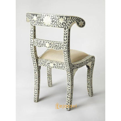 Bone Inlay Floral Chair Grey | Bone Inlay chair | Modern Luxury Furniture