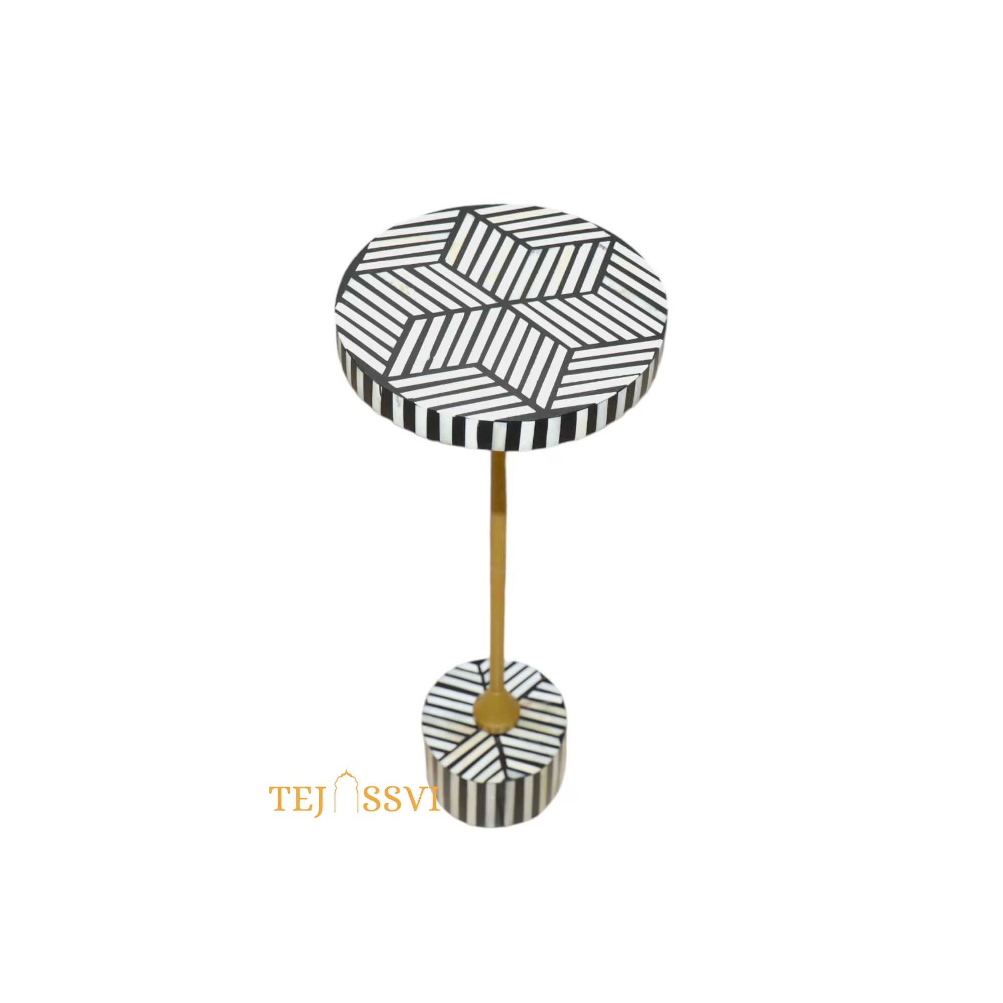 Handmade Bone Inlay Wooden Side Table | Bone Inlay End Table | Bone Inlay Antique Sofa Side Table | Modern Luxury Cocktail Table Furniture.