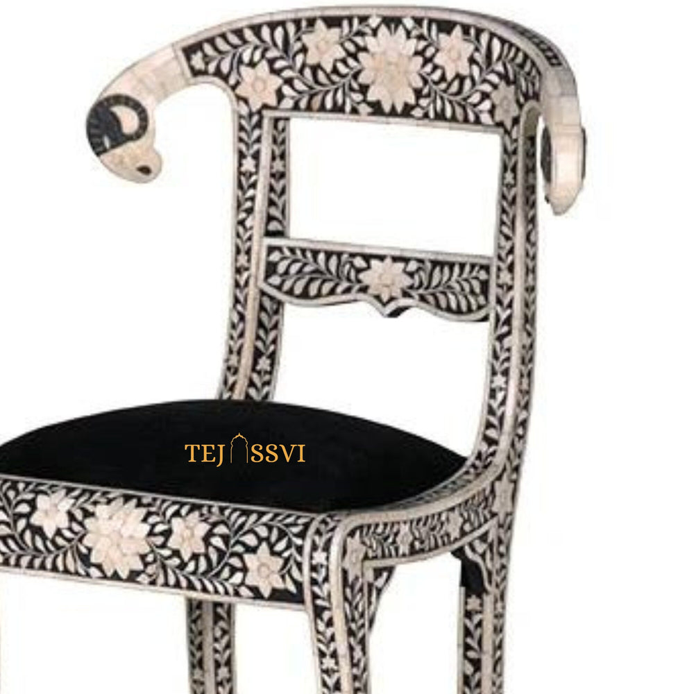 Bone Inlay Floral Design Chair | Bone Inlay chair | Modern Luxury Furniture | Wooden Bone Inlay Chair Home Decor.