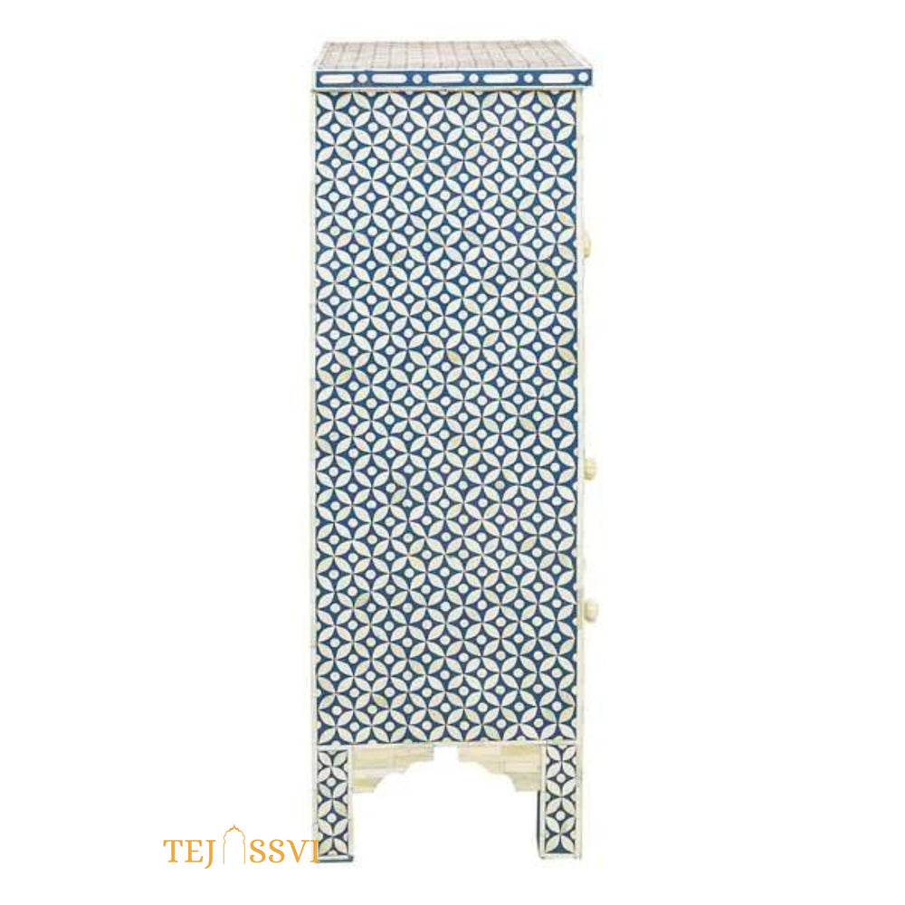 Handcrafted Bone Inlay Tall Boy Cabinet | Bone Inlay Tall Boy Cabinet | Bone Inlay Side Table | Bone Inlay Chest of Drawers Luxury furniture.