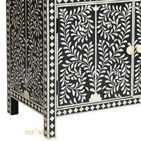 Bone Inlay Floral Design Entryway Cabinet | Bone Inlay 2 Drawer Cabinet | Inlay Chest of Drawers | Bone Inlay Dresser | Bone Inlay Sideboard.