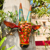 Wooden Cow Head | Bull | Nandi Head Mask Wall Décor. Wooden Wall Hanging. Ethnic Indian Art Best Minimalist Gift Idea for Christmas/Diwali