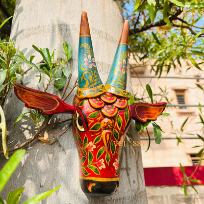 Wooden Cow Head | Bull | Nandi Head Mask Wall Décor. Wooden Wall Hanging. Ethnic Indian Art Best Minimalist Gift Idea for Christmas/Diwali