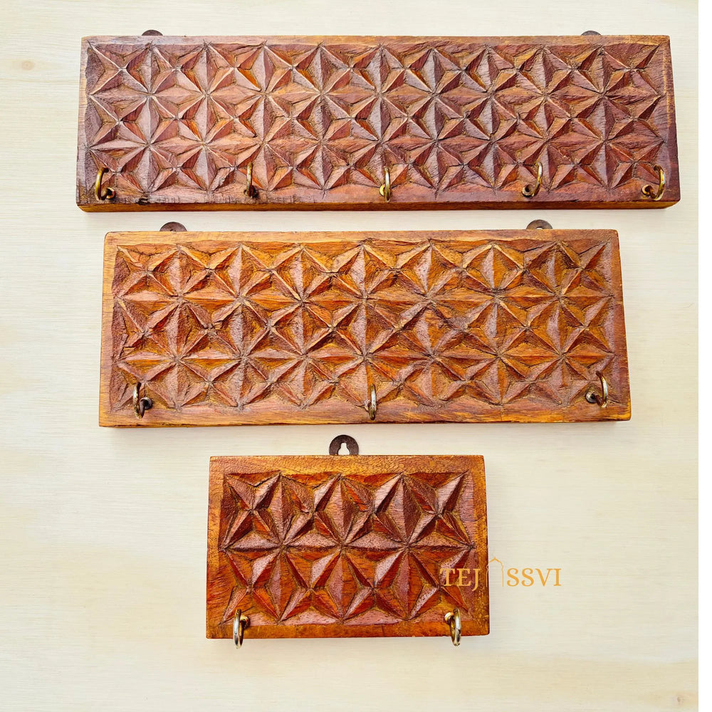 Rustic Wood Key Holder with Antique Gold Hooks - Reclaimed Pallet Wood Key Hook for Wall Hook .