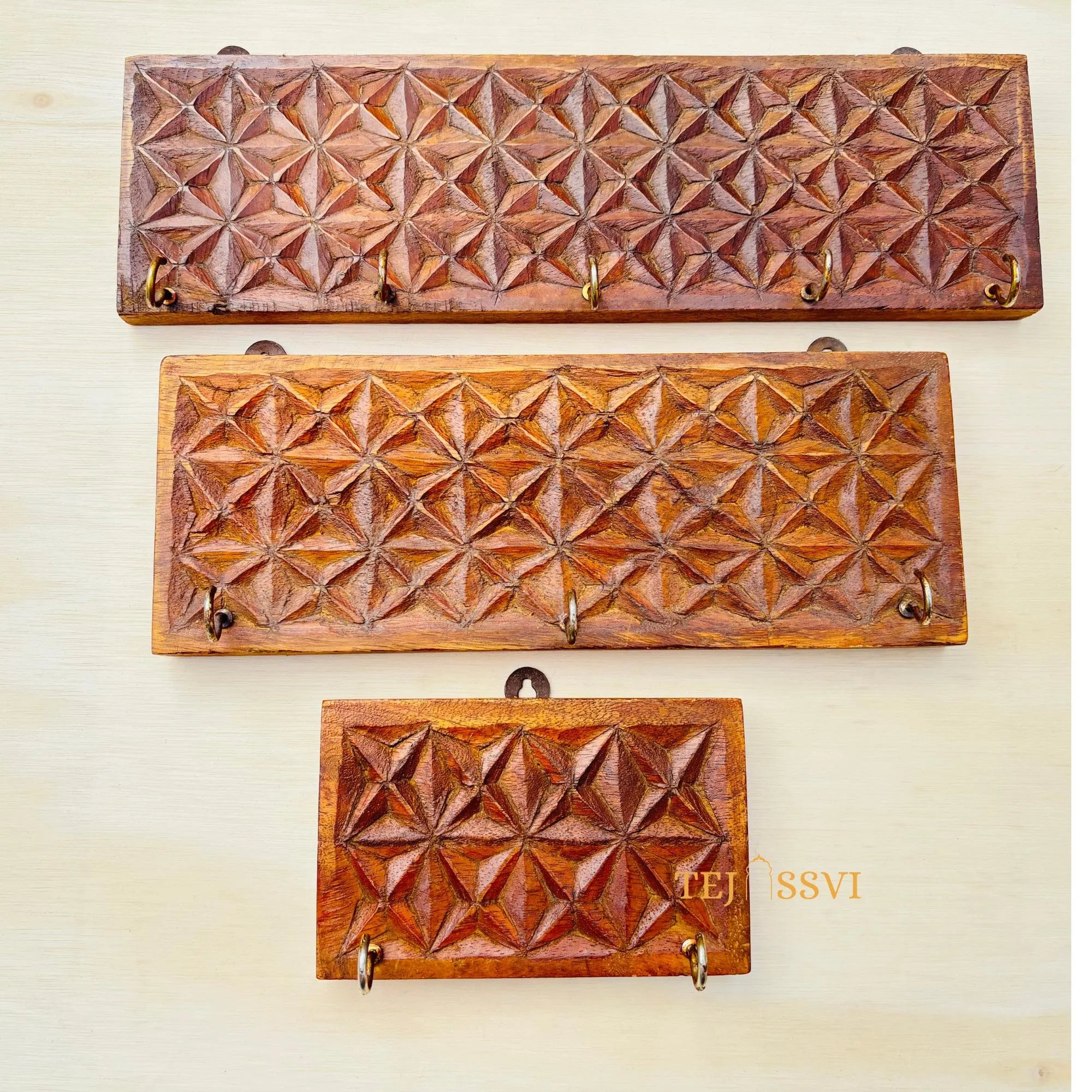 Rustic Wood Key Holder with Antique Gold Hooks - Reclaimed Pallet Wood Key Hook for Wall Hook .