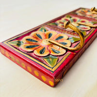 Hand Painted Wood Key Holder Rustic Entryway Hanger with Bronze Hooks / Wooden 3 Hook key Hanger / Wooden Wall Décor Key Hook.