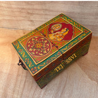 Antique Indian Shaving Box with Mirror Reclaimed Wood & Brass / Wooden Hand Painted Saving Box/ Wooden Box/ Painting Box With Mirror.