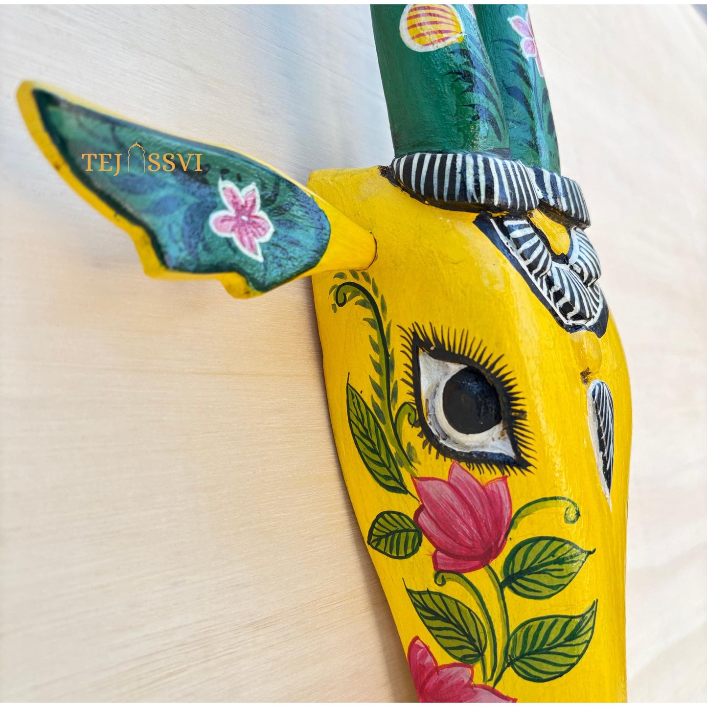 Wooden Cow Head 18 Inches | Bull | Nandi Head Mask Wall Décor. Wooden Wall Hanging. Ethnic Indian Art Best Minimalist Gift Idea for Christmas/Diwali