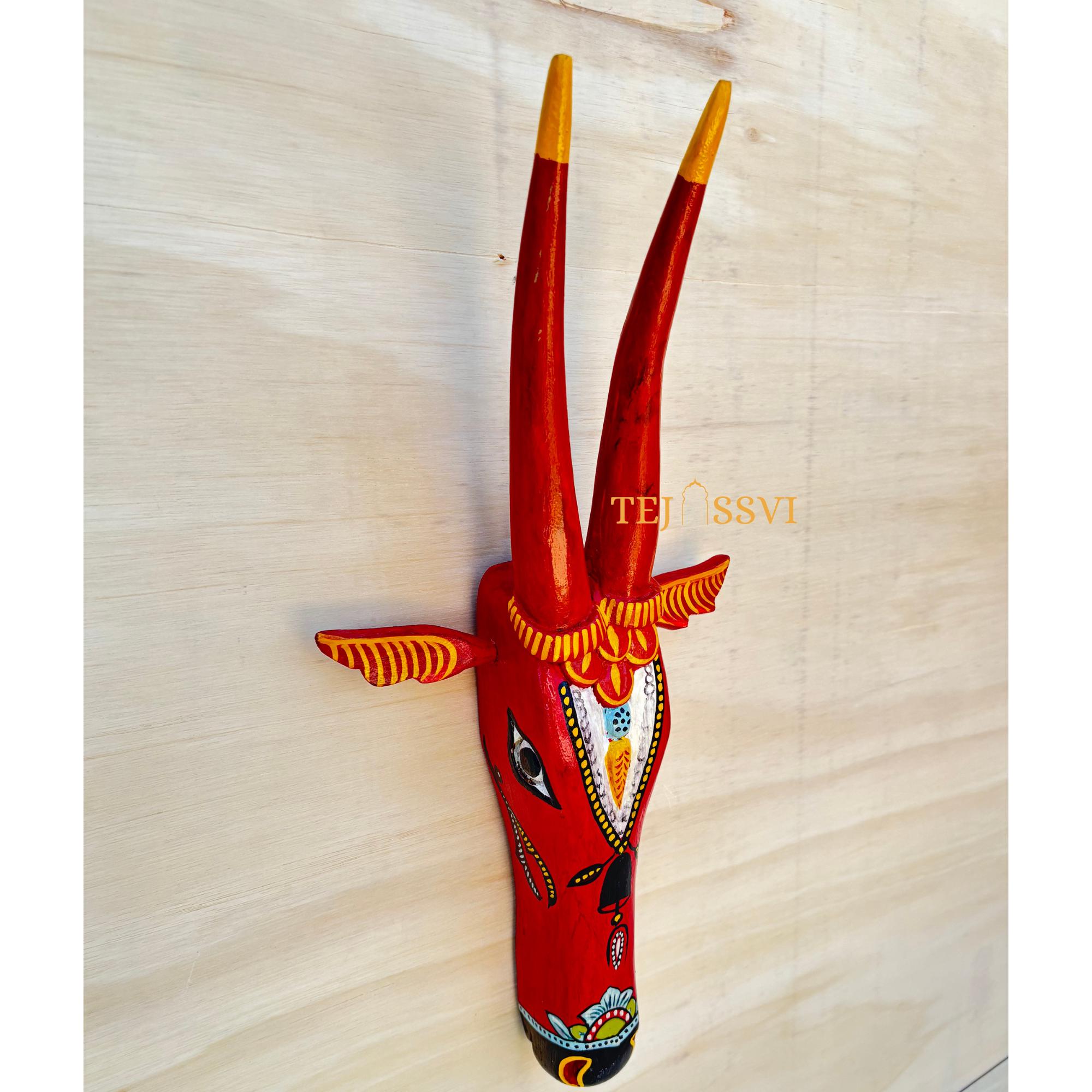 Wooden Cow Head 18 Inches | Bull | Nandi Head Mask Wall Décor. Wooden Wall Hanging. Ethnic Indian Art Best Minimalist Gift Idea for Christmas/Diwali