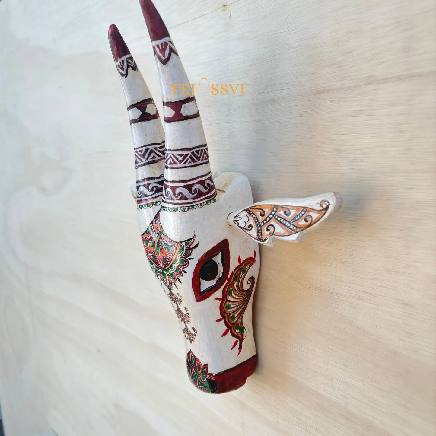 Wooden Cow Head | Bull | Nandi Head Mask Wall Décor. Wooden Wall Hanging. Ethnic Indian Art Best Minimalist Gift Idea for Christmas/Diwali