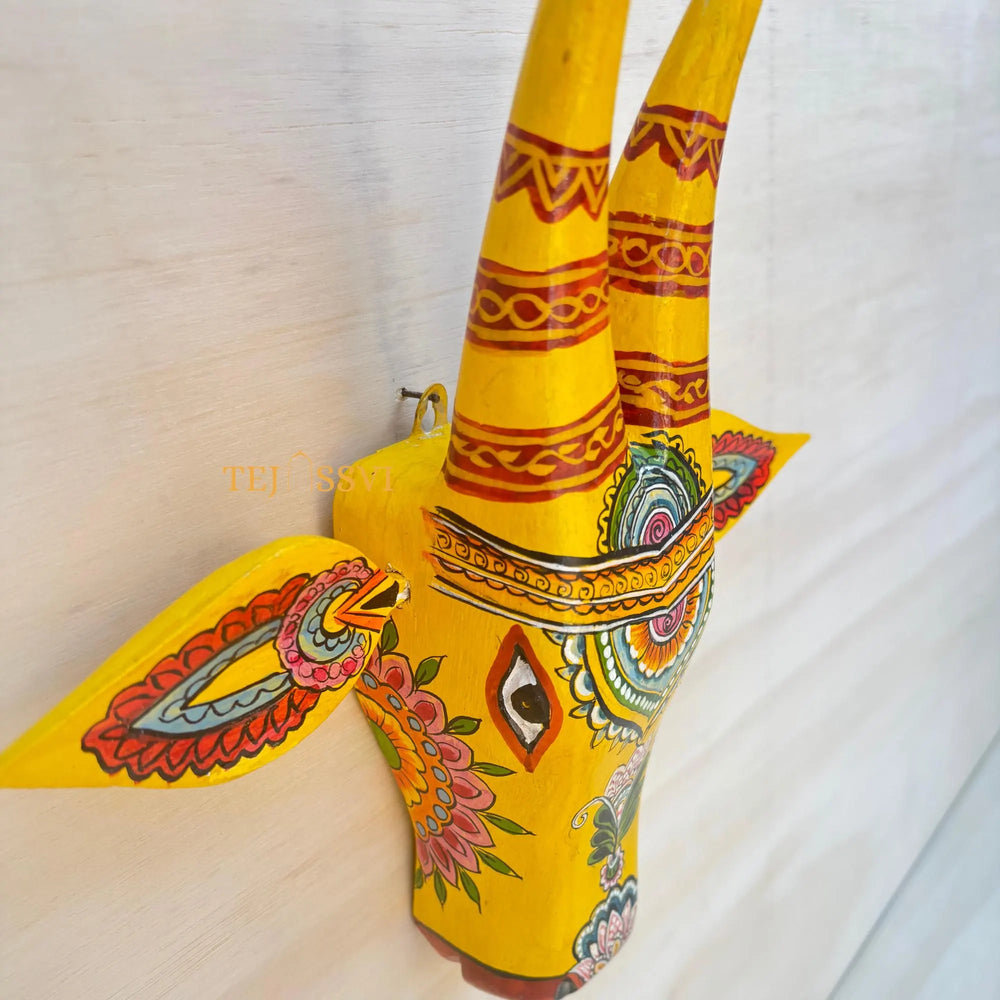 Wooden Cow Head | Bull | Nandi Head Mask Wall Décor. Wooden Wall Hanging. Ethnic Indian Art Best Minimalist Gift Idea for Christmas/Diwali