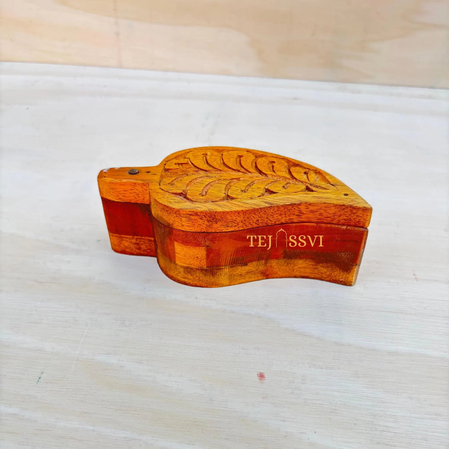 Vintage Indian Wood Box: Reclaimed Shaving & Jewelry Storage/wooden box/vintage box /wooden hand carving box .