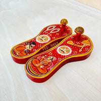 Handmade Wooden Paduka Set: Indian Spiritual Charan Footwear / Handcrafted Paduka for Home Décor.