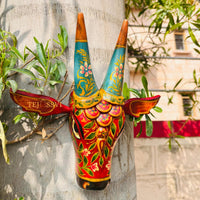 Wooden Cow Head | Bull | Nandi Head Mask Wall Décor. Wooden Wall Hanging. Ethnic Indian Art Best Minimalist Gift Idea for Christmas/Diwali