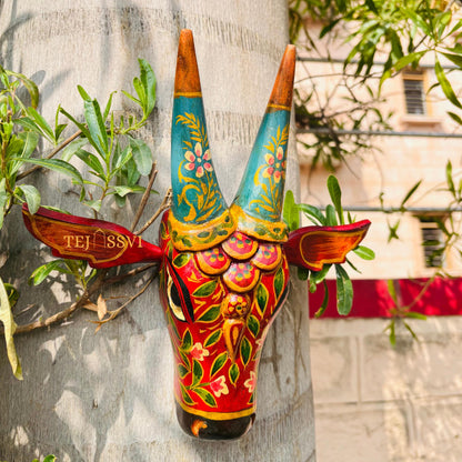 Wooden Cow Head | Bull | Nandi Head Mask Wall Décor. Wooden Wall Hanging. Ethnic Indian Art Best Minimalist Gift Idea for Christmas/Diwali