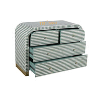 Bone Inlay Sideboard Striped Pattern Media Cabinet / Handmade Indian Dresser / Bone Inlay Luxury Furniture.