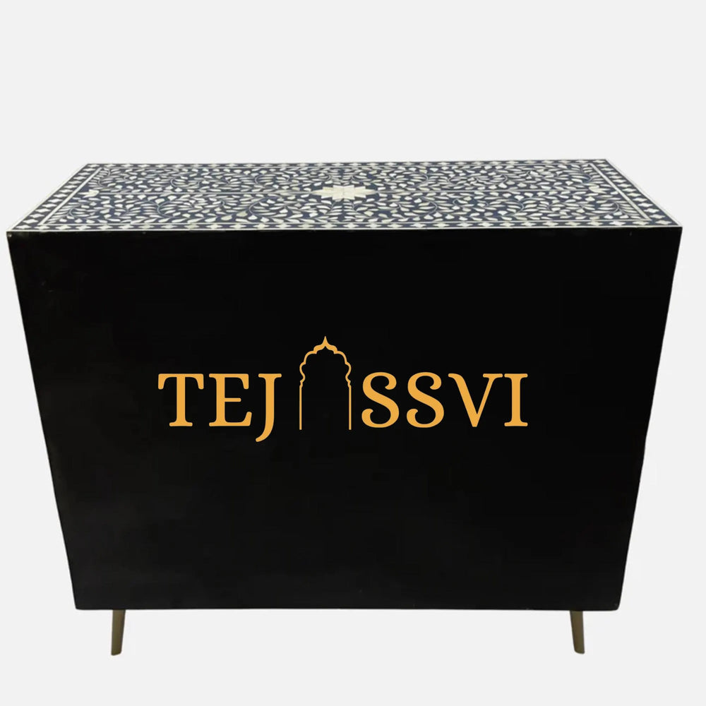 Handmade Bone Inlay Cabinet: Geometric Indian 6-Drawer Sideboard / bone inlay furniture /bone inlay cabinet /bone inlay luxury furniture .