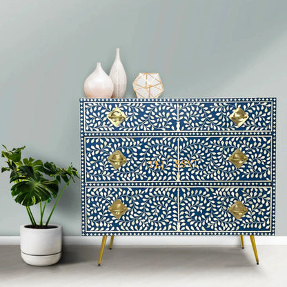 Handmade Bone Inlay Cabinet: Geometric Indian 6-Drawer Sideboard / bone inlay furniture /bone inlay cabinet /bone inlay luxury furniture .