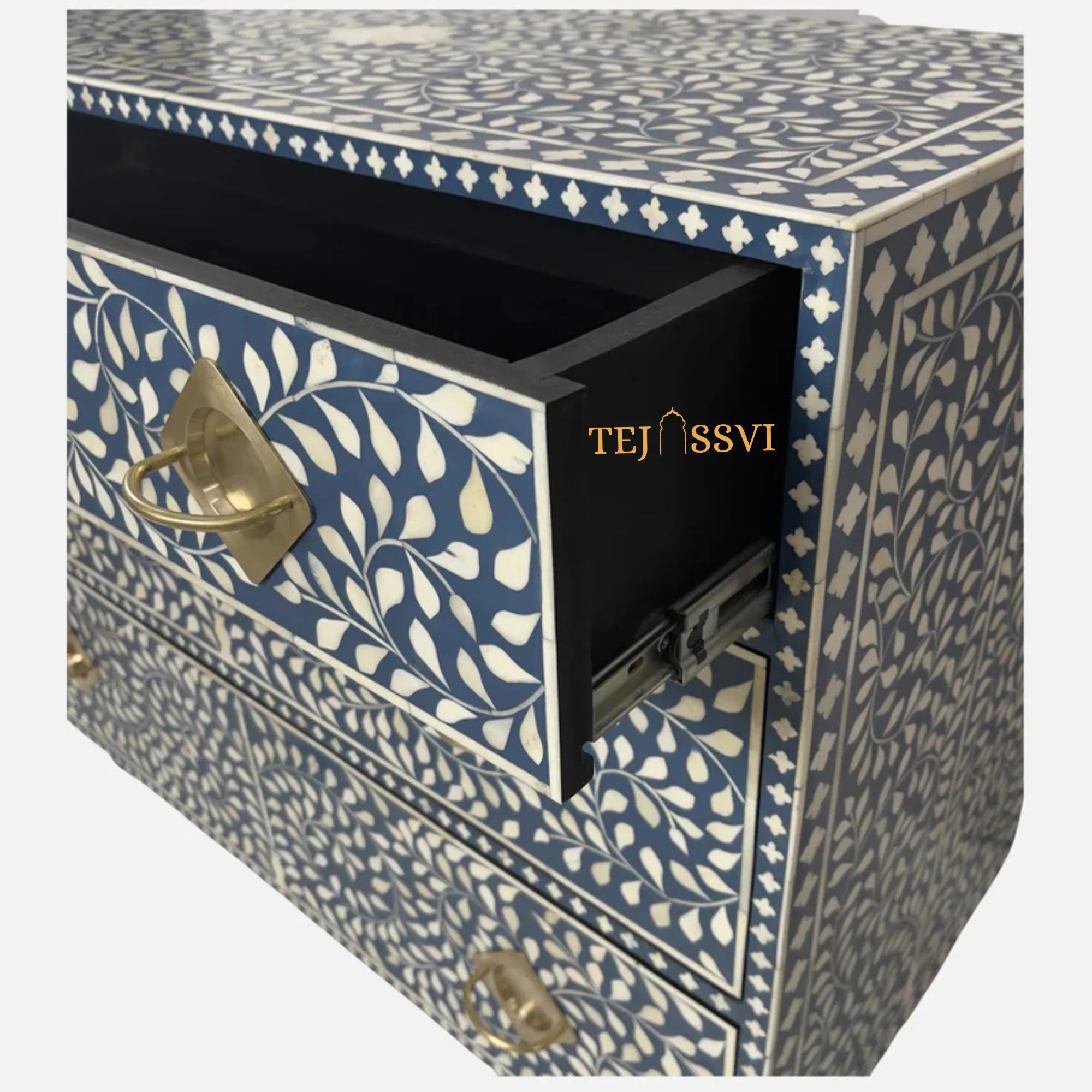 Handmade Bone Inlay Cabinet: Geometric Indian 6-Drawer Sideboard / bone inlay furniture /bone inlay cabinet /bone inlay luxury furniture .