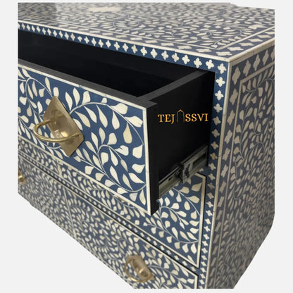 Handmade Bone Inlay Cabinet: Geometric Indian 6-Drawer Sideboard / bone inlay furniture /bone inlay cabinet /bone inlay luxury furniture .