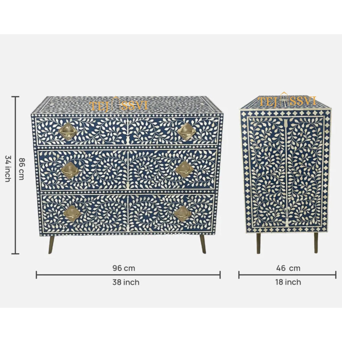 Handmade Bone Inlay Cabinet: Geometric Indian 6-Drawer Sideboard / bone inlay furniture /bone inlay cabinet /bone inlay luxury furniture .