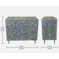 Handmade Bone Inlay Cabinet: Geometric Indian 6-Drawer Sideboard / bone inlay furniture /bone inlay cabinet /bone inlay luxury furniture .