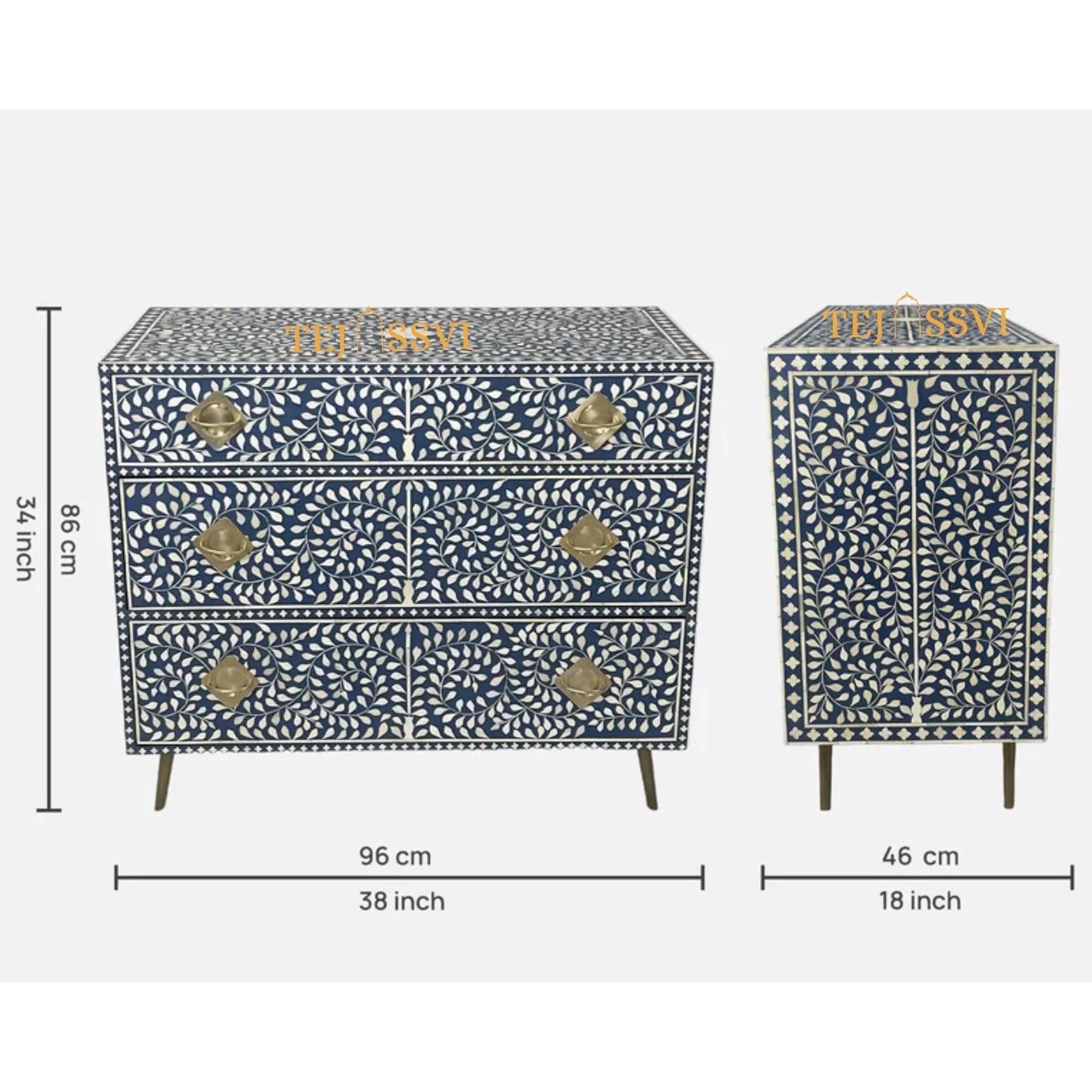 Handmade Bone Inlay Cabinet: Geometric Indian 6-Drawer Sideboard / bone inlay furniture /bone inlay cabinet /bone inlay luxury furniture .