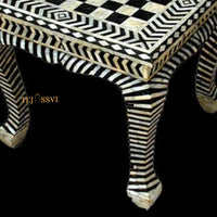 Handmade Bone Inlay Floral Black Coffee Table | Bone Inlay Table| Modern Luxury Furniture