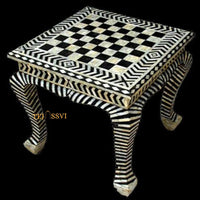 Handmade Bone Inlay Floral Black Coffee Table | Bone Inlay Table| Modern Luxury Furniture