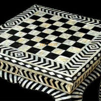 Handmade Bone Inlay Floral Black Coffee Table | Bone Inlay Table| Modern Luxury Furniture