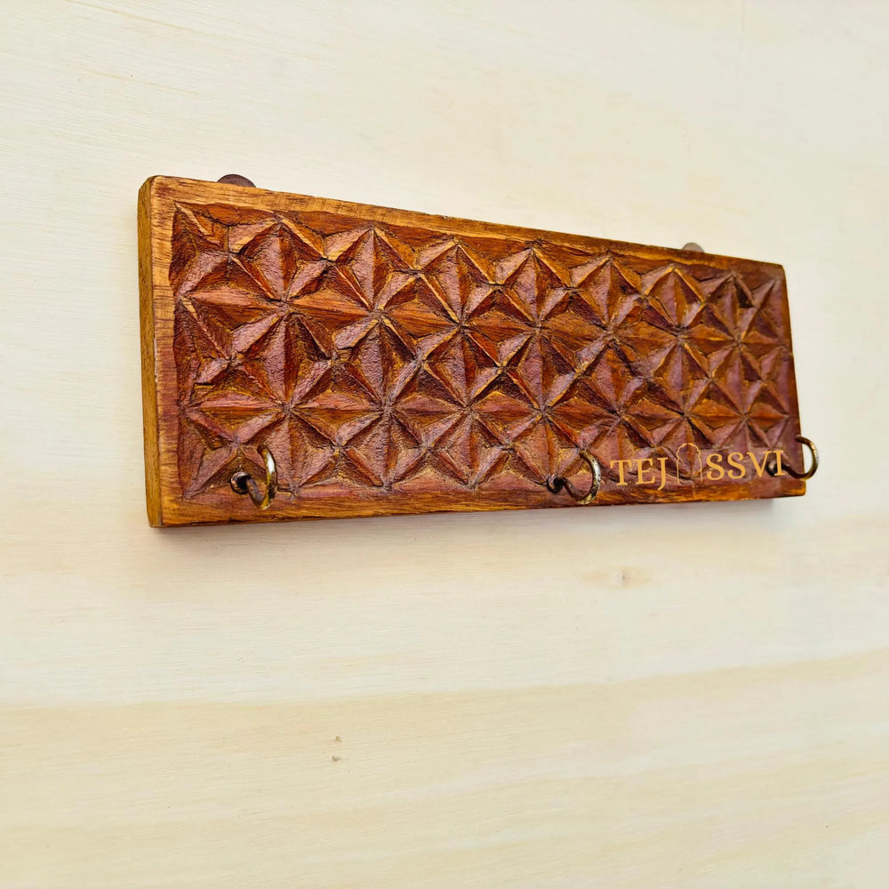 Rustic Wood Key Holder with Antique Gold Hooks - Reclaimed Pallet Wood Key Hook for Wall Hook .