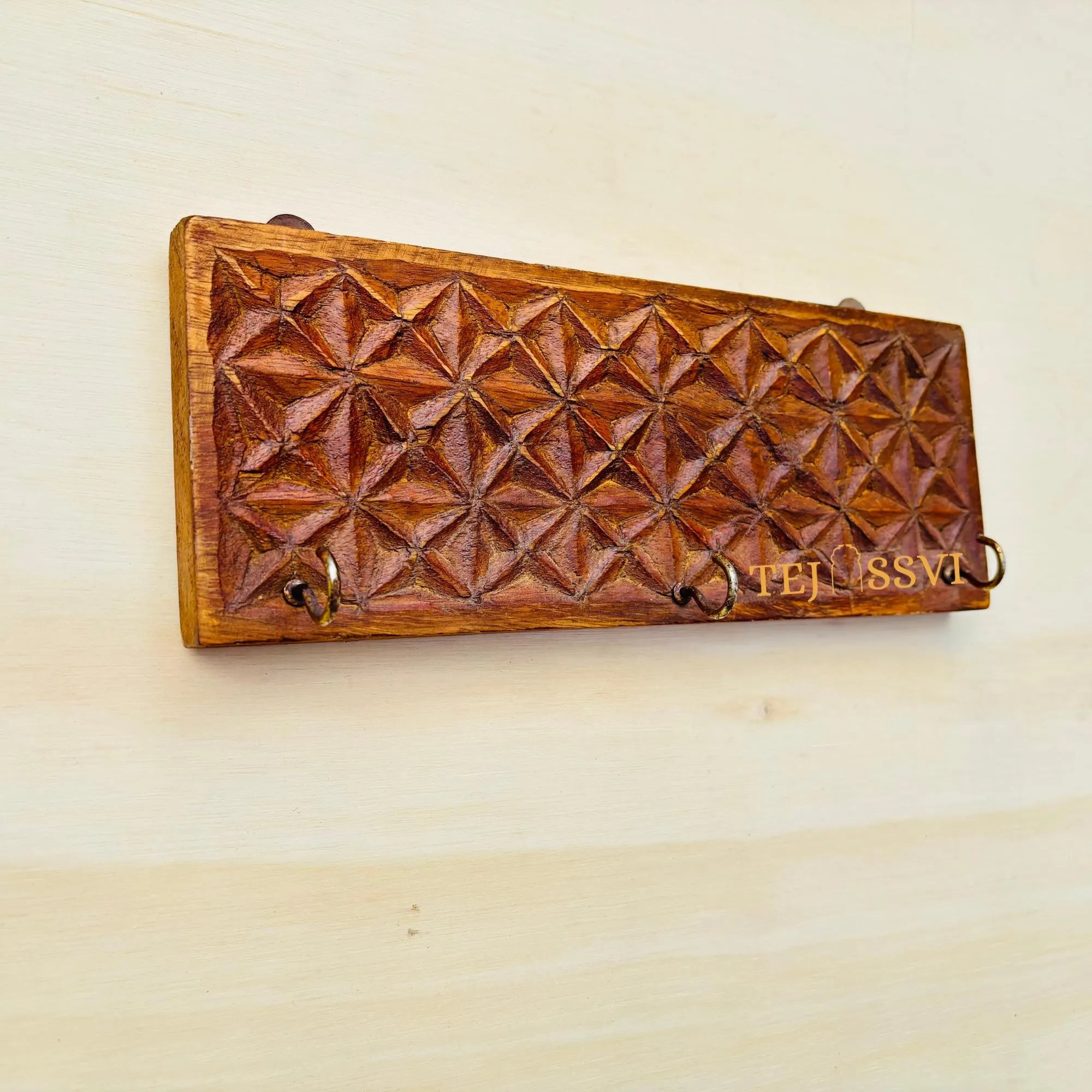 Rustic Wood Key Holder with Antique Gold Hooks - Reclaimed Pallet Wood Key Hook for Wall Hook .