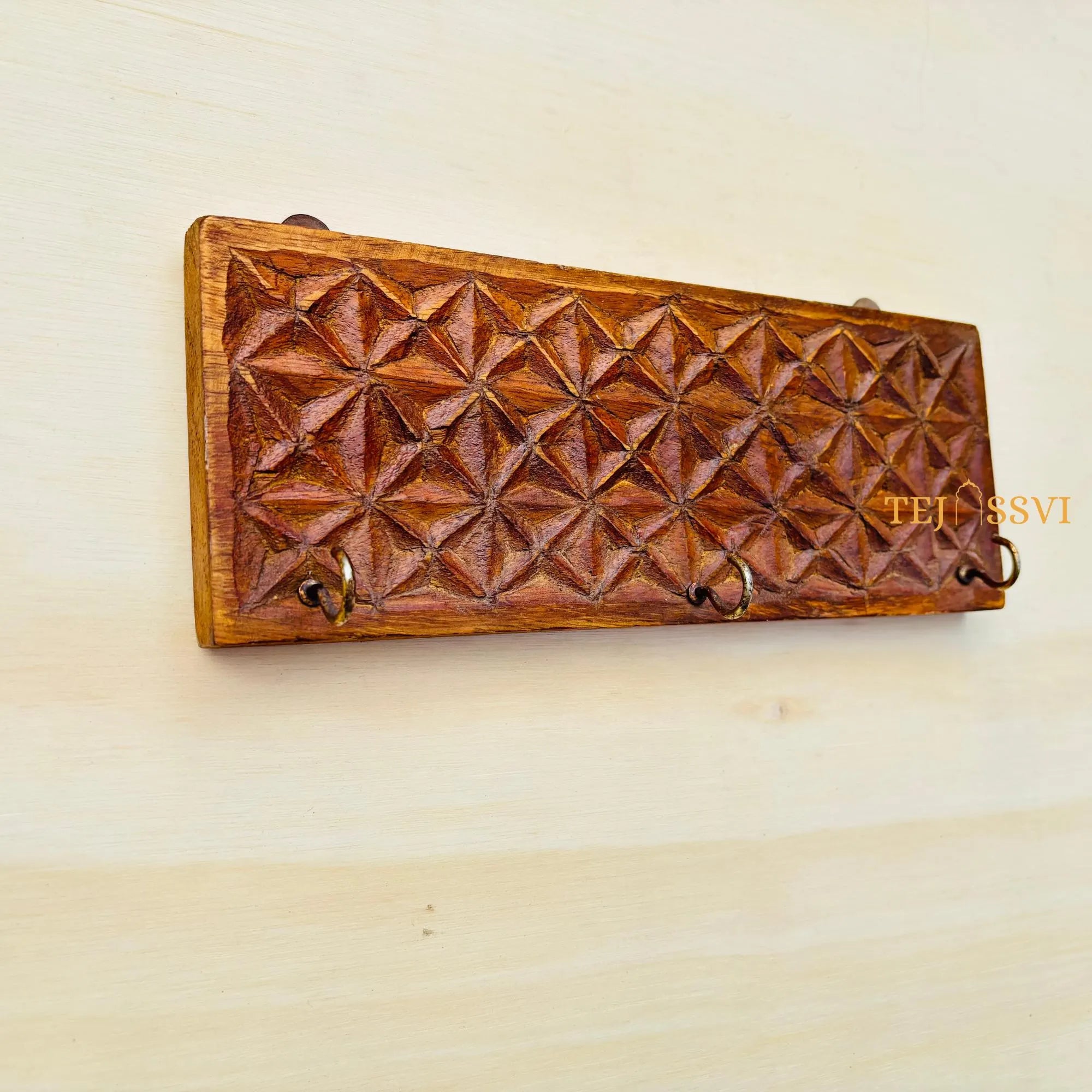 Rustic Wood Key Holder with Antique Gold Hooks - Reclaimed Pallet Wood Key Hook for Wall Hook .