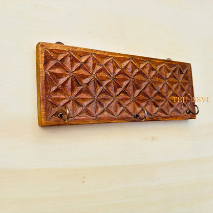 Rustic Wood Key Holder with Antique Gold Hooks - Reclaimed Pallet Wood Key Hook for Wall Hook .