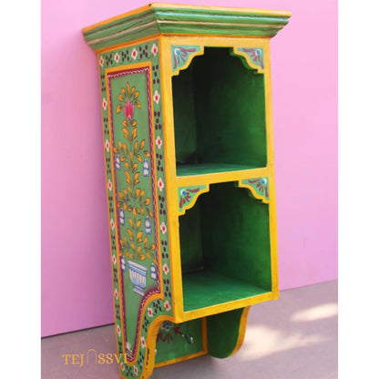 Indian Floral designed Side Storage / Cabinet | Bedside, Siade Table, Hand Painted, Wooden Big Cabinet, Living Room Furniture, Fine Panting