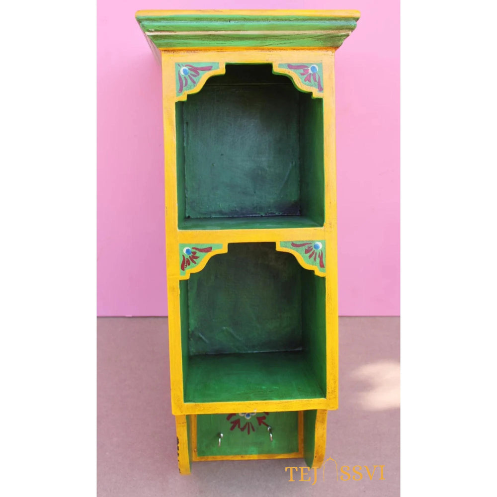 Indian Floral designed Side Storage / Wooden Cabinet | Hand Painted | Wooden Big Cabinet | Living Room Furniture.