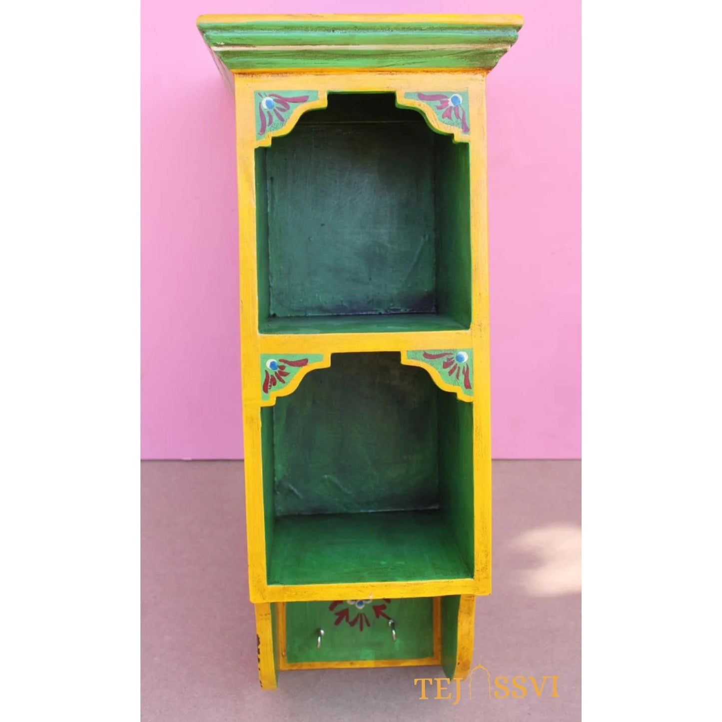Indian Floral designed Side Storage / Cabinet | Bedside, Siade Table, Hand Painted, Wooden Big Cabinet, Living Room Furniture, Fine Panting