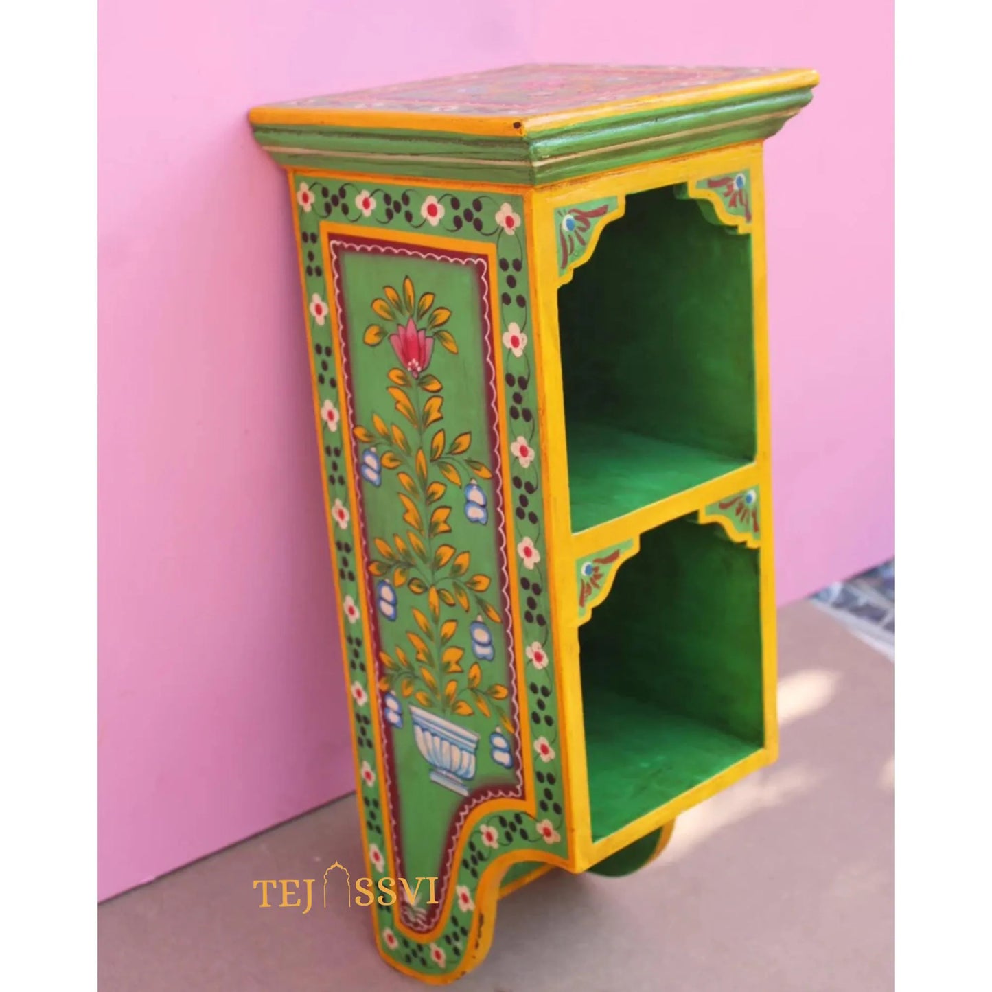 Indian Floral designed Side Storage / Cabinet | Bedside, Siade Table, Hand Painted, Wooden Big Cabinet, Living Room Furniture, Fine Panting