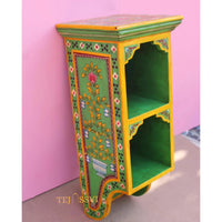 Indian Floral designed Side Storage / Wooden Cabinet | Hand Painted | Wooden Big Cabinet | Living Room Furniture.