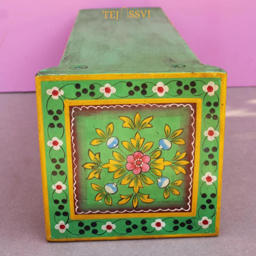 Indian Floral designed Side Storage / Wooden Cabinet | Hand Painted | Wooden Big Cabinet | Living Room Furniture.